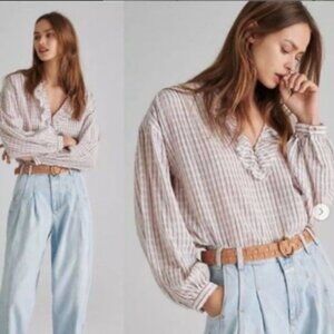 Anthropologie top‎ blouse shirt XS Small Madewell j crew Free People jcrew linen